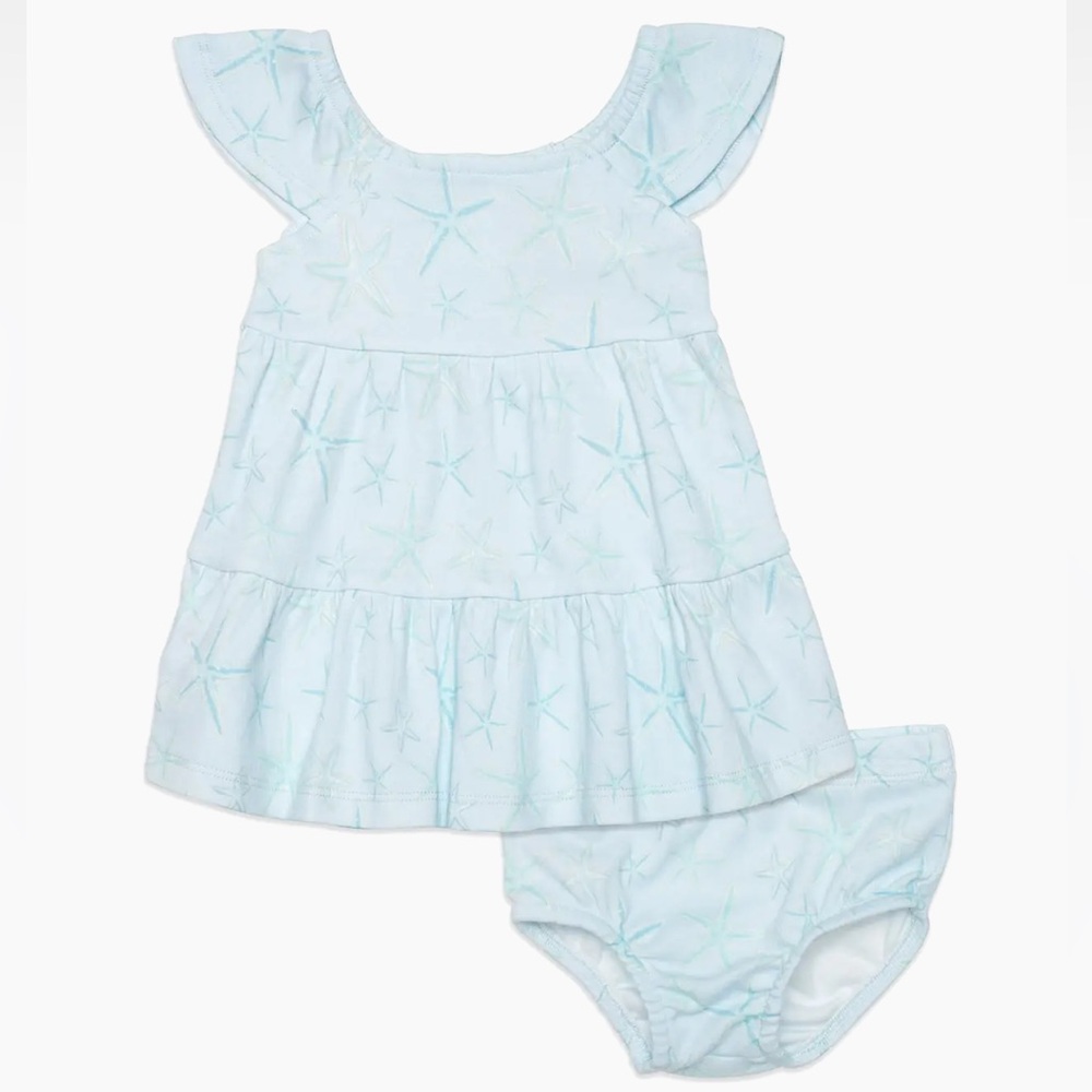 Magnetic Me Aqua Starfish Dress with Bloomers 9-12 Months